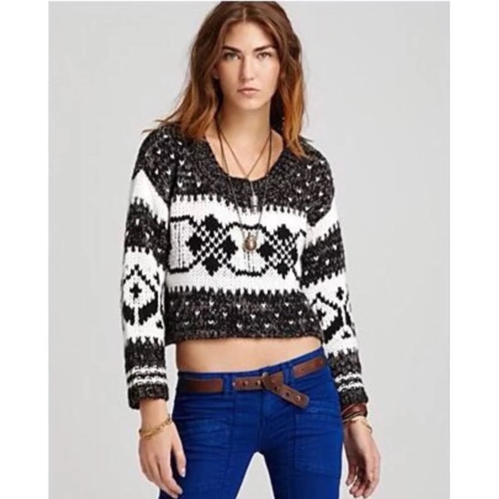 Free People Fair Isle Cropped Sweater